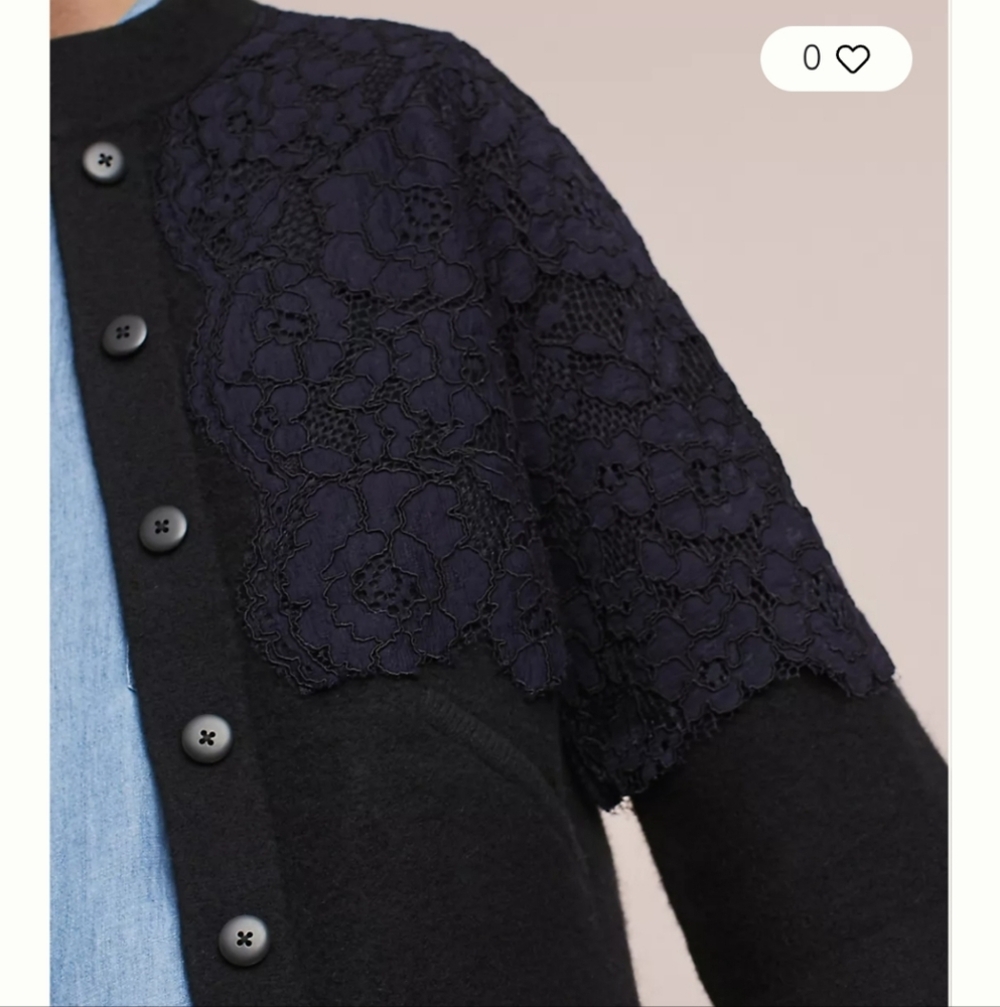 Anthropologie Field Flower Laced Bell-Sleeve Jumper Jacket- Wool Blend - Picture 2 of 6